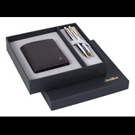  DR222 Hediyelik Set Tükenmez Kalem - Mekanik Kurşun Kalem 35 Noble Gold Krom & Deri Comfort Cüzdan Kahverengi Ürün görseli