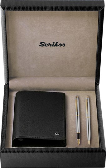  SDR304 Hediyelik Set 39 Dolma Kalem - Tükenmez Kalem Gold Krom ve Jotter Siyah