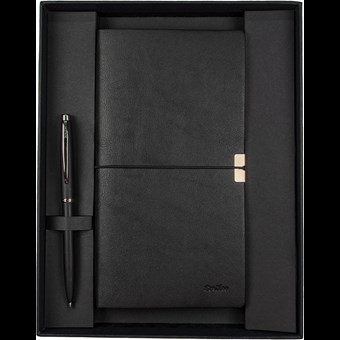 SD700-C1-A Toledo Premium Defter C7 Siyah & 108 Prestige Mat Siyah Tükenmez Kalem Seti
