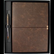 SD700-B2-A Toledo Premium Defter B5 Kahverengi & Noble 35 Gold Krom Tükenmez Kalem Seti Ürün görseli