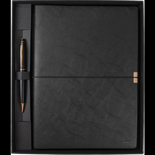 SD700-B1-A Toledo Premium Defter B5 Siyah & Noble 35 Mat Siyah Altın Tükenmez Kalem Seti