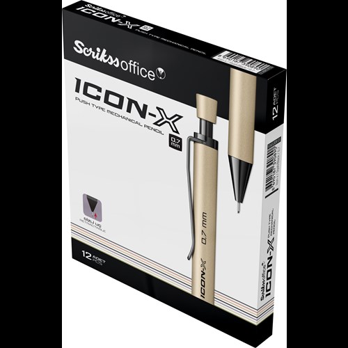 Icon-X Mekanik Kurşun Kalem Metal 0.7 mm Siyah 12'li Kutu