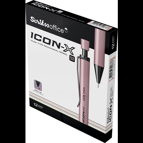Icon-X Mekanik Kurşun Kalem Metal 0.5 mm Pudra 12'li Kutu