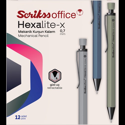Hexalite-X Mekanik Kurşun Kalem 0.7 mm Siyah 12 Lik Kutu