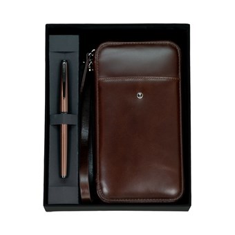 DR 2010-S2 Hakiki Deri El Çantasi Kahve & 78MR Roller Rose Set