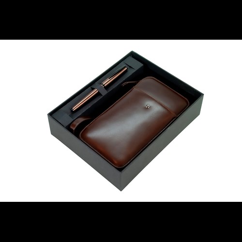 DR 2010-S2 Hakiki Deri El Çantasi Kahve & 78MR Roller Rose Set