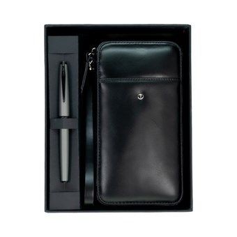 DR 2010-S1 Hakiki Deri El Çantasi Siyah & 78MG Roller Mat Gri Set