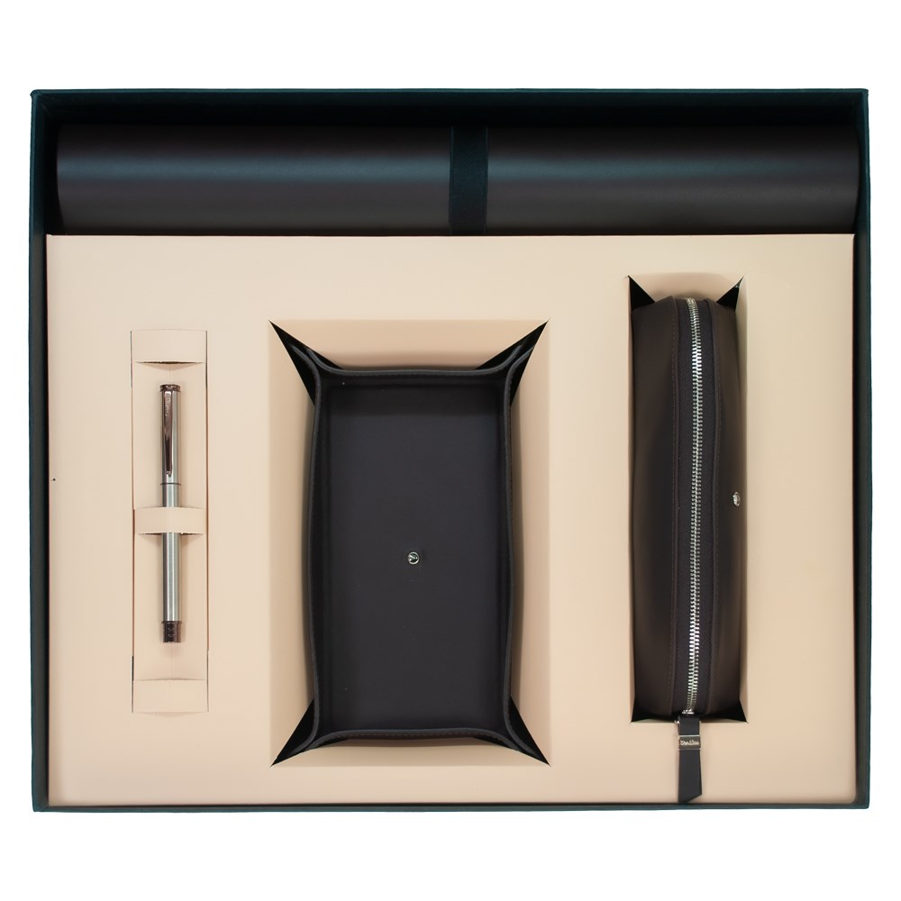 DMS 1010-2 Hakiki Deri Masa Seti Kahve & 64 Roller Bronz Krom Ürün görseli