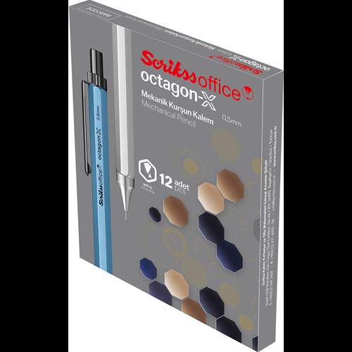 Octagon-X Mekanik Kurşun Kalem 0.5 mm Kırmızı 12'li Kutu