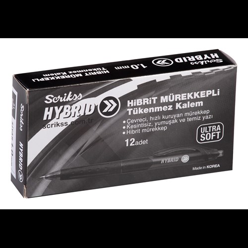 Hybrid Jel Tükenmez Kalem 1.0 mm Siyah 12'li Kutu