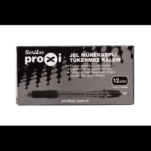 Proxi Jel Tükenmez Kalem 1.2 mm Siyah 12'li Kutu