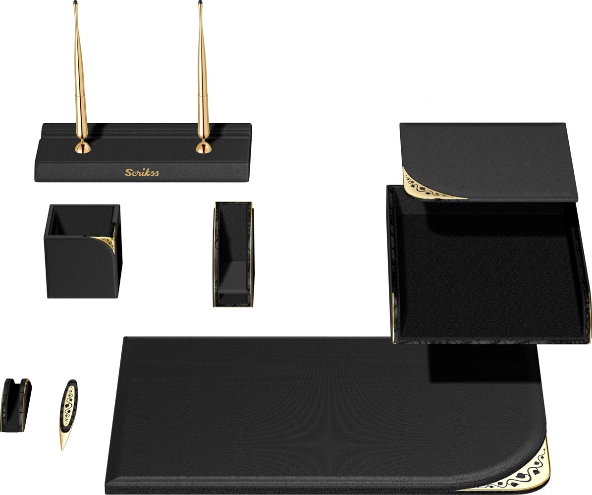  Sümen Takımı Katre-i Zer Hakiki Deri Siyah Ürün görseli