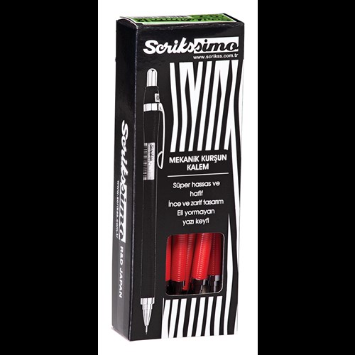 Simo Mekanik Kurşun Kalem 0.5 mm Kırmızı 12'li Kutu