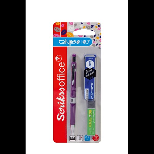 Calypso Color Mekanik Kurşun Kalem 0.7 mm Mor - Silgi - Min 0.7 mm 3'lü Blister