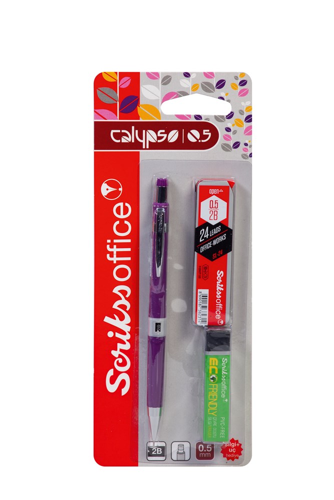 Calypso Color Mekanik Kurşun Kalem 0.5 mm Mor - Silgi - Min 0.5 mm 3'lü Blister Ürün görseli