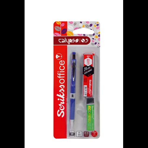 Calypso Color Mekanik Kurşun Kalem 0.5 mm Mavi - Silgi - Min 0.5 mm 3'lü Blister