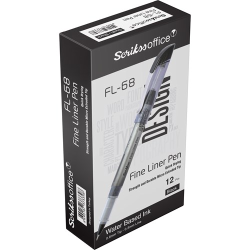  FL68 Fine Liner Tükenmez Kalem 0.6mm Siyah 12'li Kutu