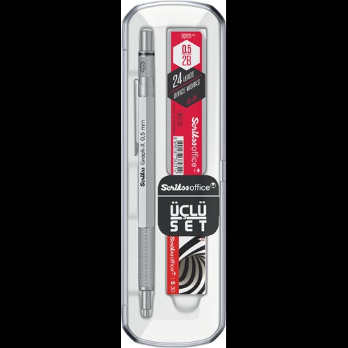  Graph-X 3'lü Set Mekanik Kurşun Kalem 0.5 mm Saten Gri