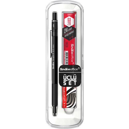  Graph-X 3'lü Set Mekanik Kurşun Kalem 0.5 mm Mat Siyah