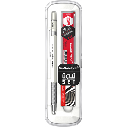  Graph-X 3'lü Set Mekanik Kurşun Kalem 0.5 mm Beyaz