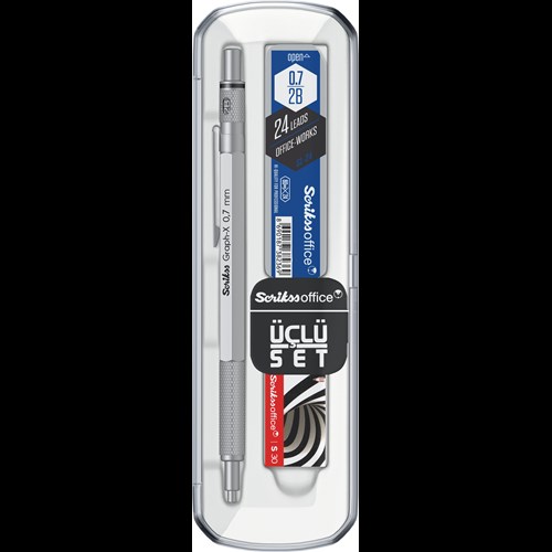  Graph-X 3'lü Set Mekanik Kurşun Kalem 0.7 mm Saten Gri