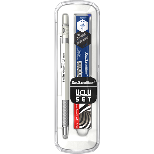  Graph-X 3'lü Set Mekanik Kurşun Kalem 0.7 mm Mat Beyaz