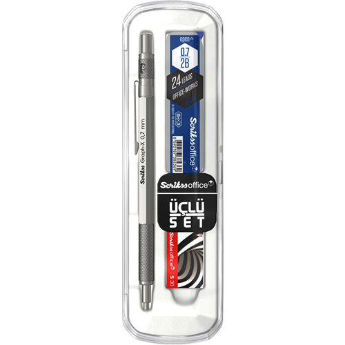  Graph-X 3'lü Set Mekanik Kurşun Kalem 0.7 mm Kurşun Gri