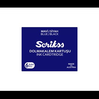  Dolma Kalem Kartuş 6'lı Paket Mavi-Siyah
