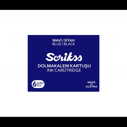  Dolma Kalem Kartuş 6'lı Paket Mavi-Siyah