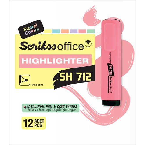 SH712 Fosforlu Kalem  Pastel Yeşil 12'li Kutu