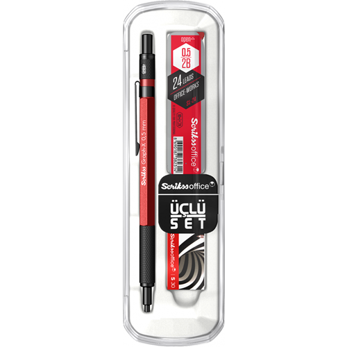  Graph-X 3'lü Set Mekanik Kurşun Kalem 0.5 mm Kırmızı