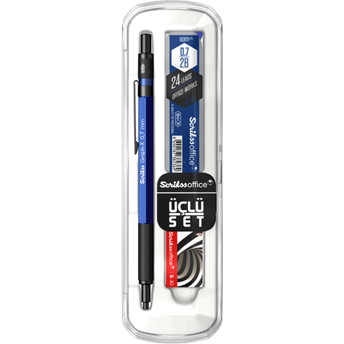 Graph-X 3'lü Set Mekanik Kurşun Kalem 0.7 mm Mavi