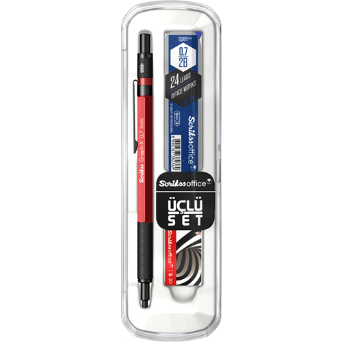  Graph-X 3'lü Set Mekanik Kurşun Kalem 0.7 mm Kırmızı