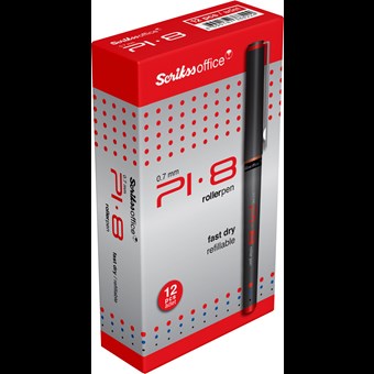  PI8 Roller Kalem 0.7 mm 12'li Kutu Kırmızı
